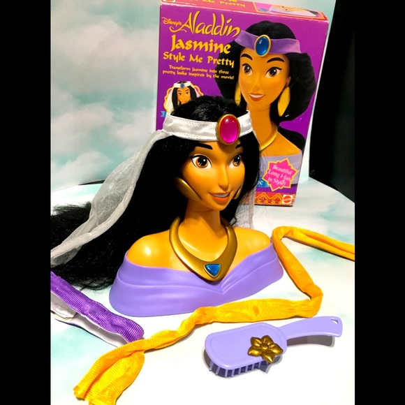 DISNEY'S ALADDIN VTG 90s Jasmine Styling Doll RARE
